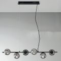 Hanglamp met 6 lampjes in metaal en modern geblazen glas - Birga