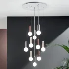 Hanglamp met 6 of 10 lampjes in cement en geblazen glas - Duster Viadurini