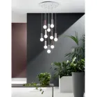 Hanglamp met 6 of 10 lampjes in cement en geblazen glas - Duster Viadurini