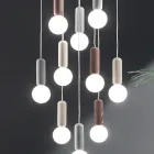 Hanglamp met 6 of 10 lampjes in cement en geblazen glas - Duster Viadurini