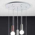 Hanglamp met 6 of 10 lampjes in cement en geblazen glas - Duster Viadurini