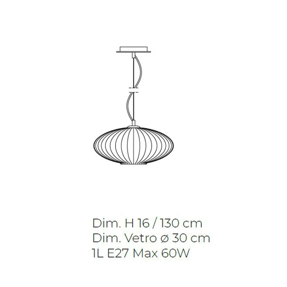 Handgemaakte geblazen glazen hanglamp in Venetië - Dafne Viadurini