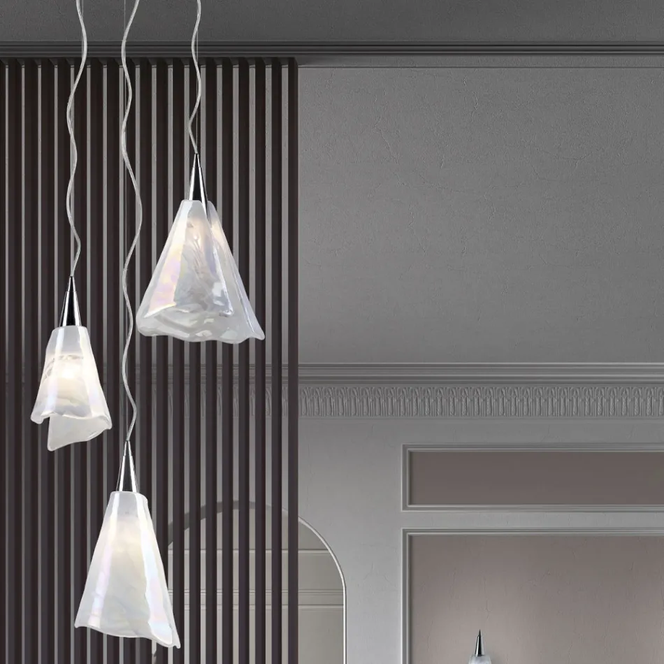 Handgemaakte Venetiaanse geblazen glazen hanglamp - Chrystal Viadurini