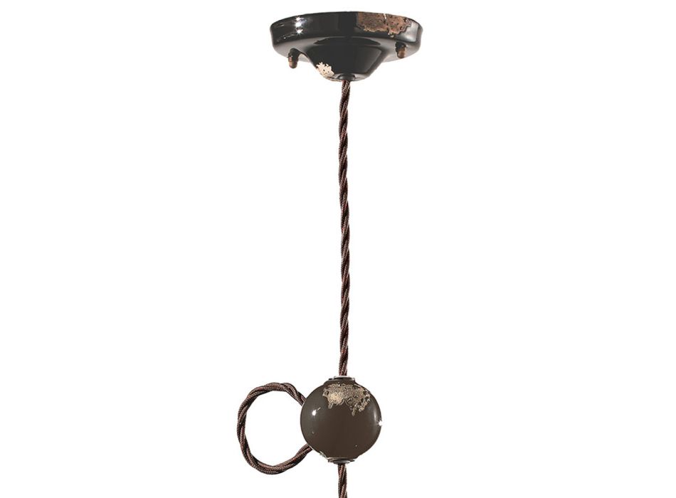Industriële Artisan hanglamp van ijzer en keramiek - Vintage Viadurini