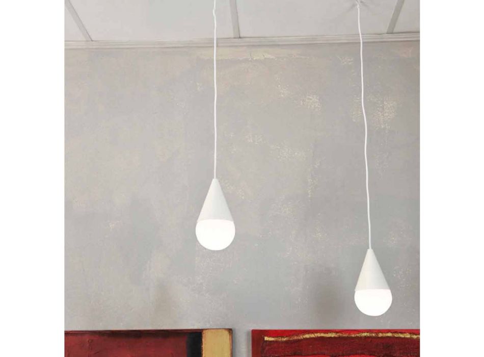Witte hanglamp met 2 lichtpunten Drop, modern design Viadurini