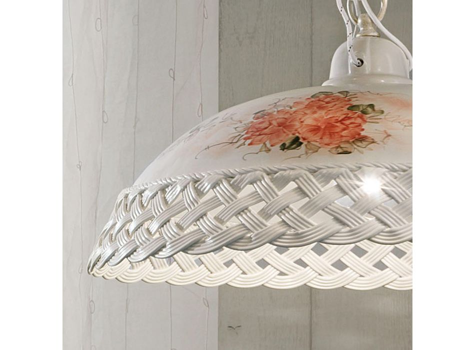 Geperforeerde en gedecoreerde handgemaakte keramische hanglamp - Verona Viadurini