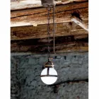 Hanglamp zelfkant messing en wit glas Viadurini