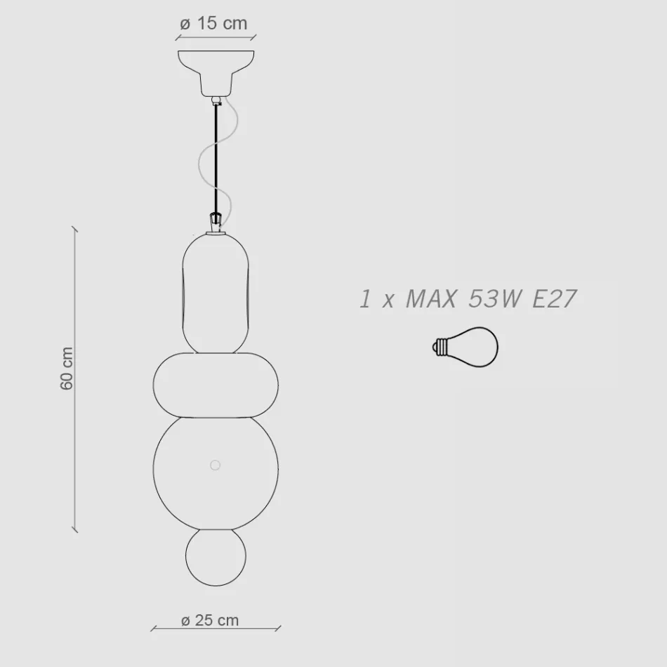Hanglamp met 3 elementen in verschillende vormen Made in Italy - Bumbum Viadurini