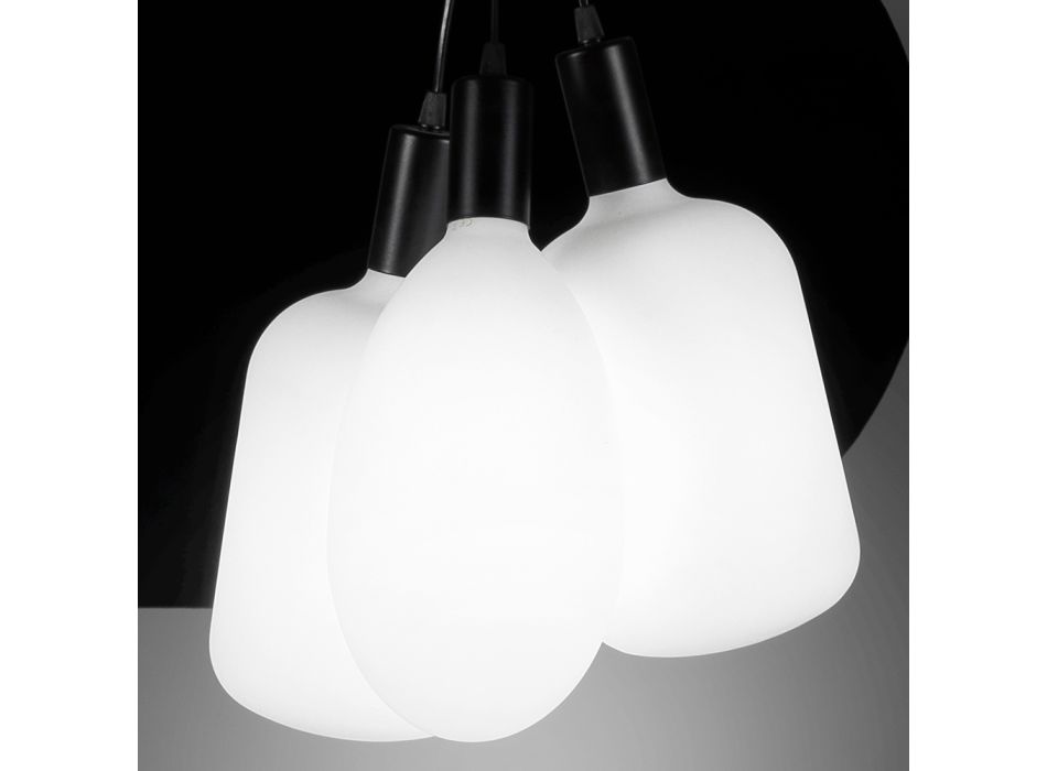 Hanglamp met 3 lampen van metaal en keramisch glas Made in Italy - Speak Viadurini