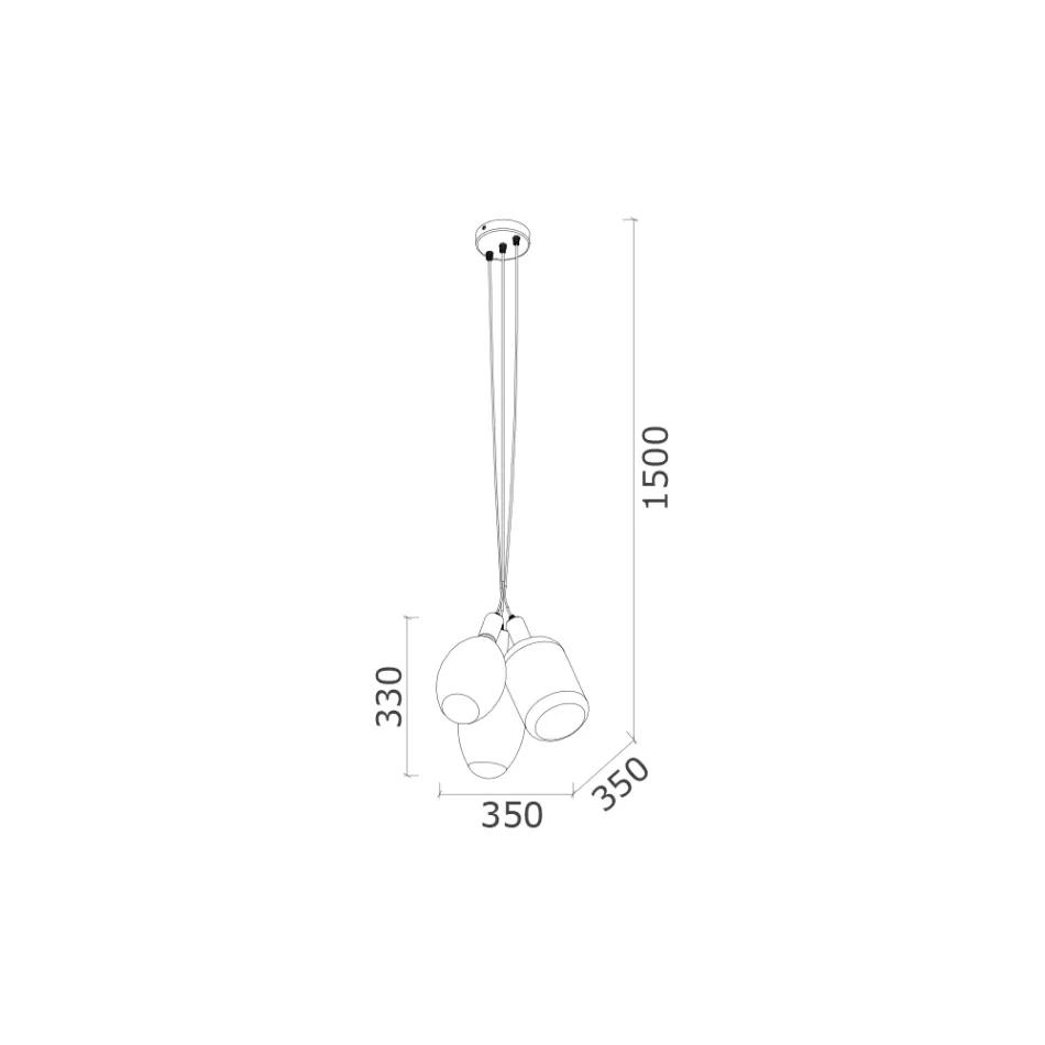 Hanglamp met 3 lampen van metaal en keramisch glas Made in Italy - Speak Viadurini