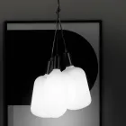 Hanglamp met 3 lampen van metaal en keramisch glas Made in Italy - Speak Viadurini