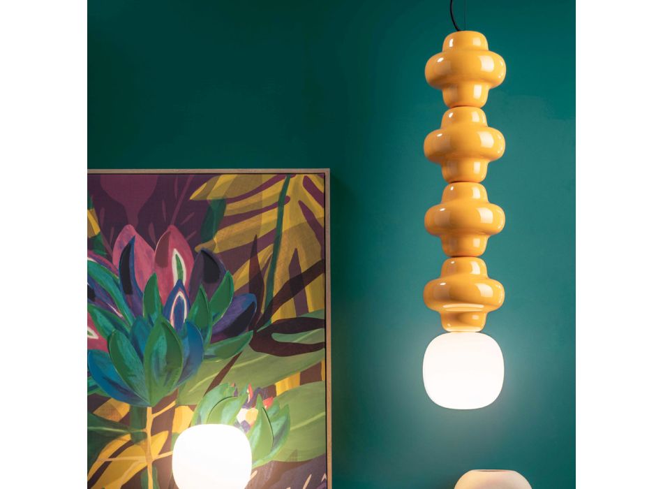 Hanglamp met 4 elementen in keramiek en glas Made in Italy - Capocabana Viadurini