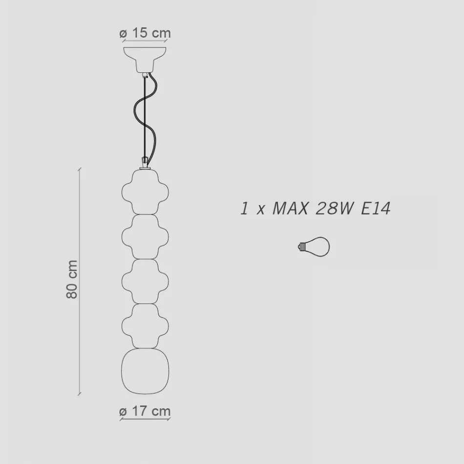 Hanglamp met 4 elementen in keramiek en glas Made in Italy - Capocabana Viadurini