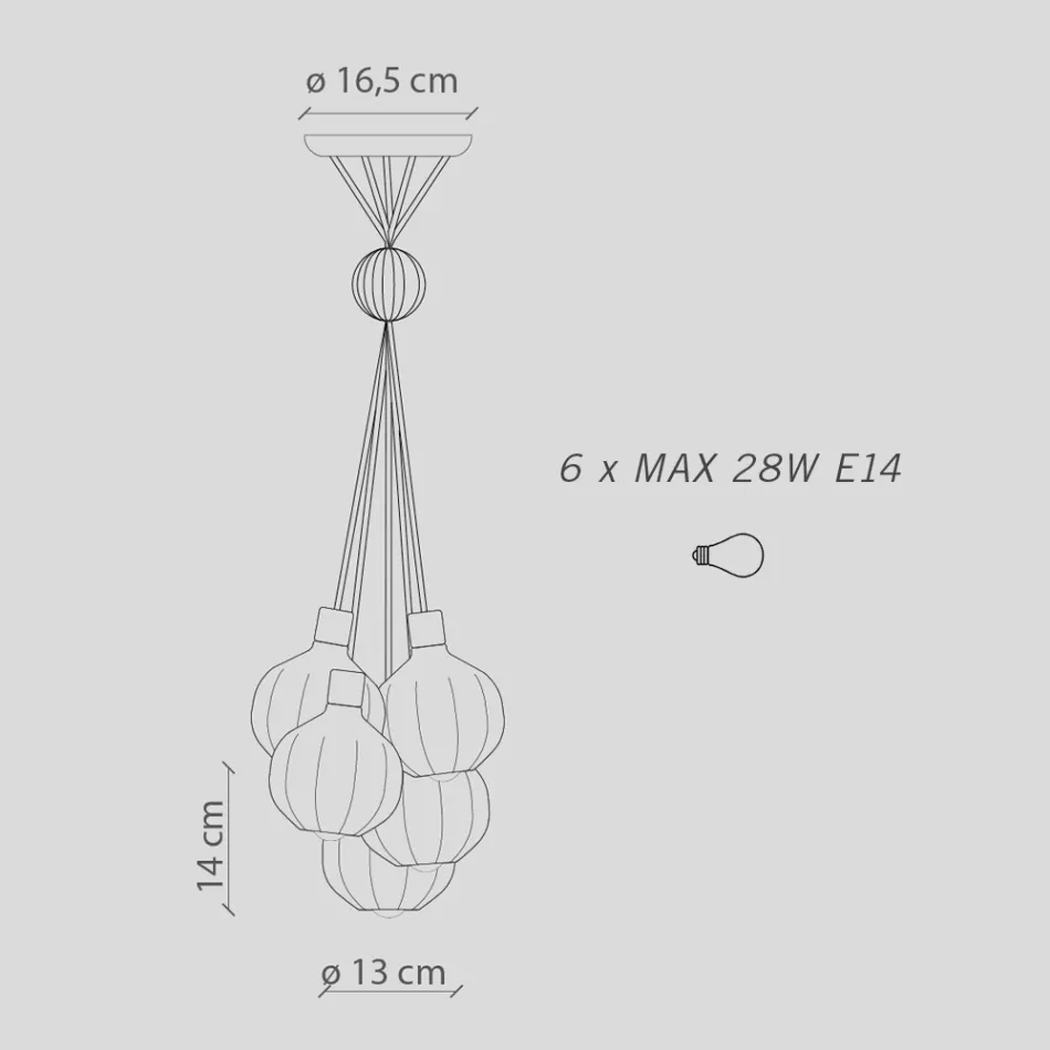 Hanglamp met 6 elementen in keramiek en glas Made in Italy - Afoxe Viadurini