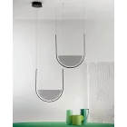 Hanglamp met verwijderbaar inzetstuk in gegranuleerd glas - Catalpa Viadurini