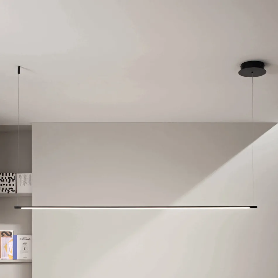 Hanglamp met LED-licht en in lengte verstelbare kabels - Oranje Viadurini