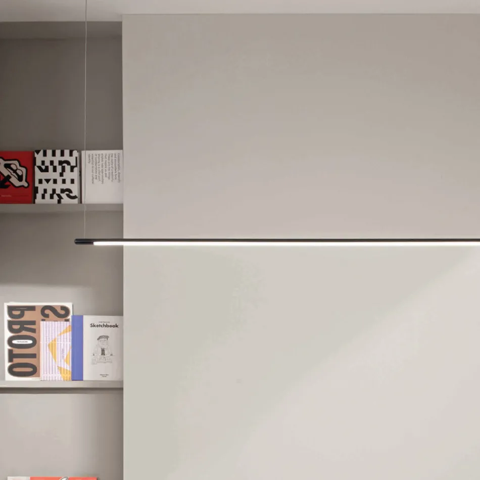 Hanglamp met LED-licht en in lengte verstelbare kabels - Oranje Viadurini