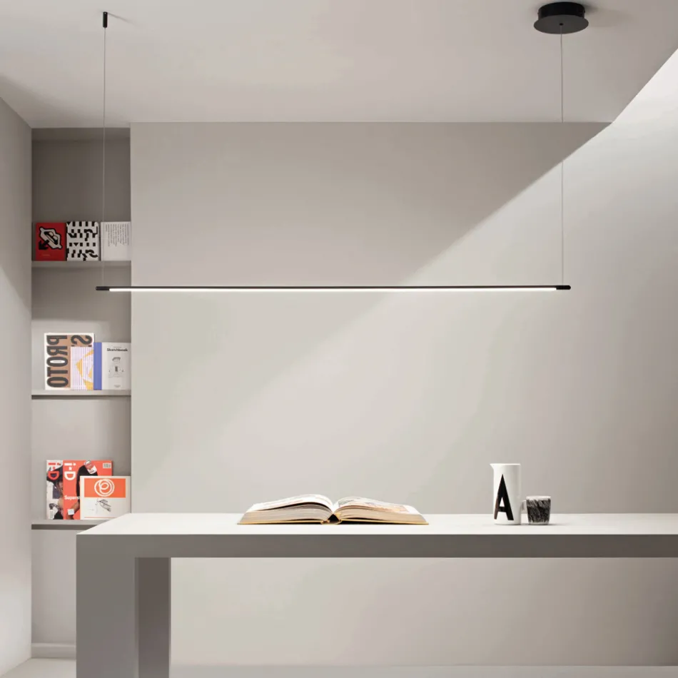 Hanglamp met LED-licht en in lengte verstelbare kabels - Oranje Viadurini