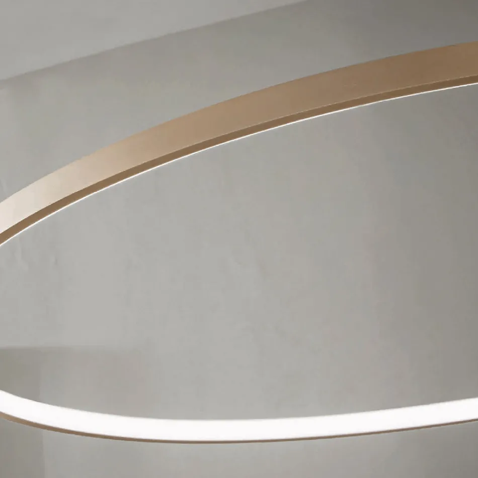 Hanglamp met horizontaal rond LED-licht in metaal - Mulberry Viadurini