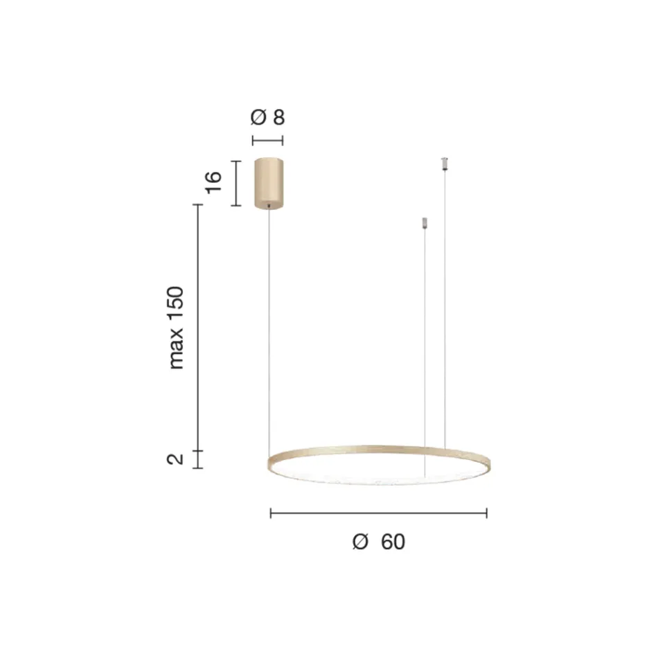 Hanglamp met horizontaal rond LED-licht in metaal - Mulberry Viadurini