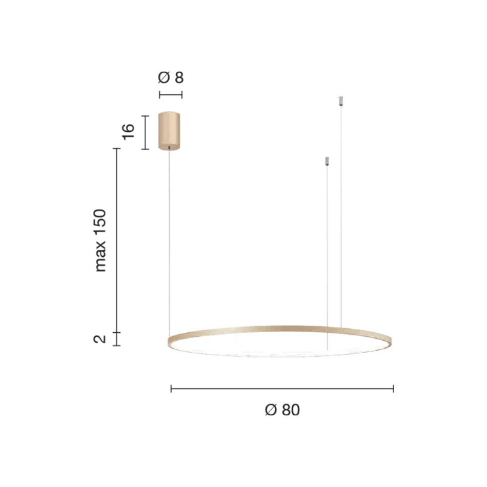 Hanglamp met horizontaal rond LED-licht in metaal - Mulberry Viadurini