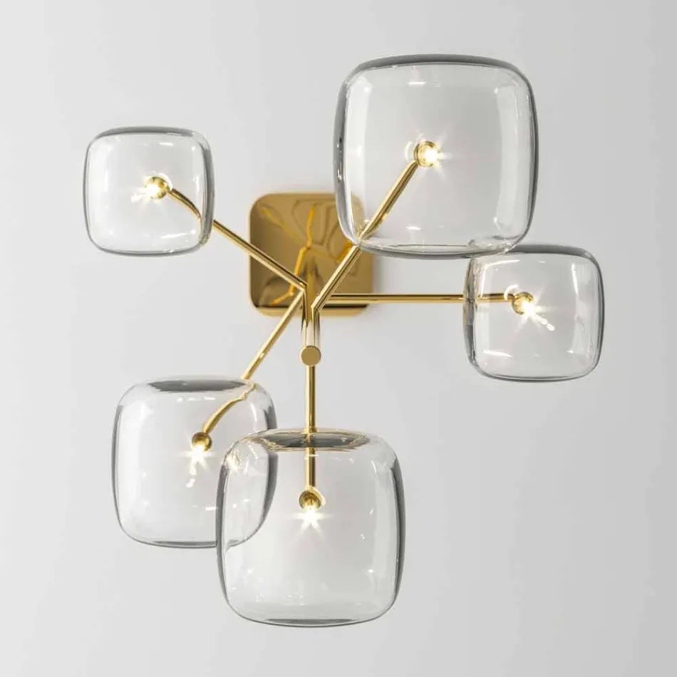 Hanglamp met glanzende metalen structuur Made in Italy - Donatina Viadurini