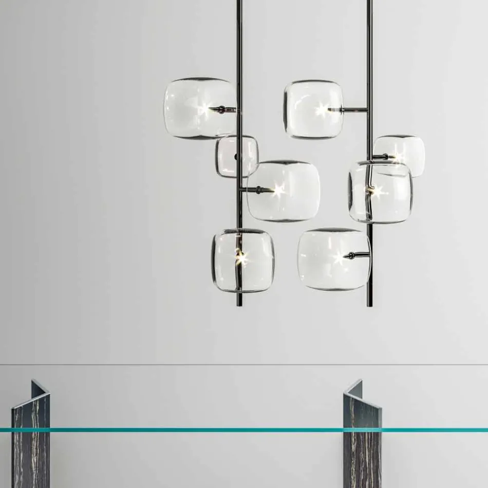 Hanglamp met glanzende metalen structuur Made in Italy - Donatina Viadurini