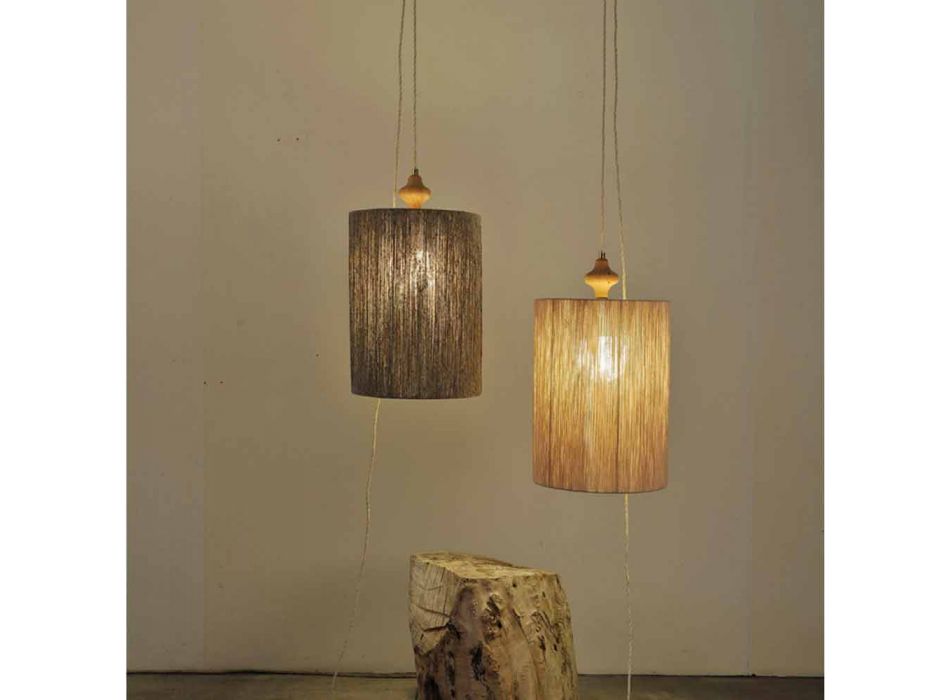 Hanglamp / vloerlamp in hout en 100% Bois wol Viadurini