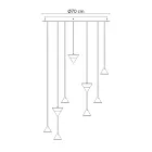 Design Hanglamp 5 of 7 Lichts Zwart Aluminium Draad - Mercado Viadurini