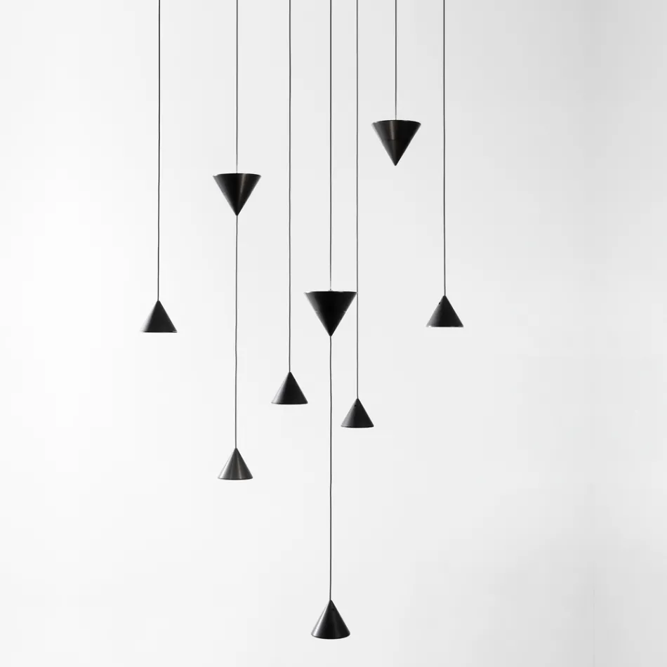 Design Hanglamp 5 of 7 Lichts Zwart Aluminium Draad - Mercado Viadurini