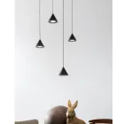 Design Hanglamp 5 of 7 Lichts Zwart Aluminium Draad - Mercado Viadurini