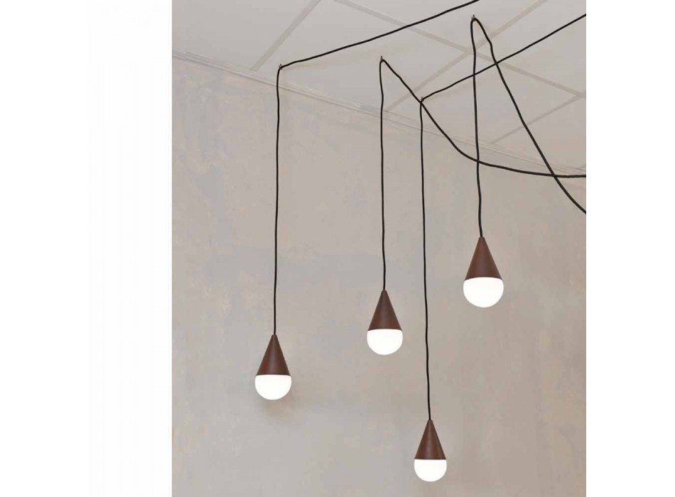 Design hanglamp met 4 lichtpunten Drop, corten kleur Viadurini