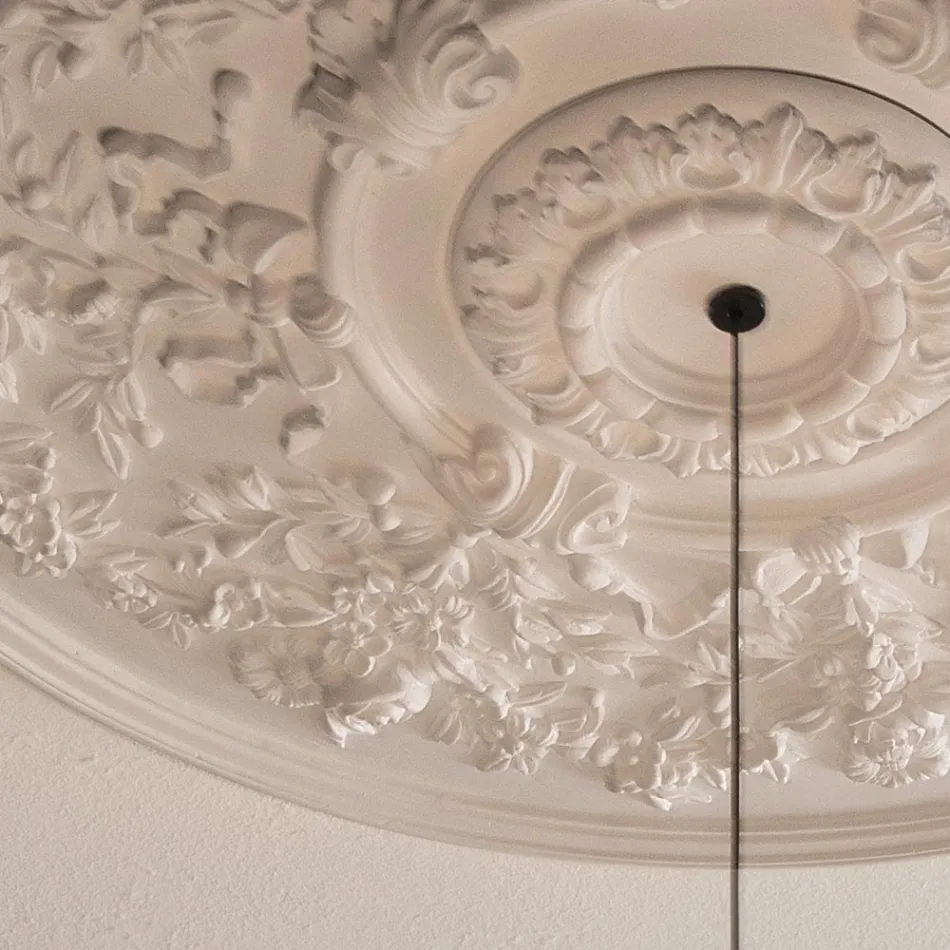 Hanglamp Design Wit Gips en Zwart Aluminium 1 Kegel - Tesera Viadurini