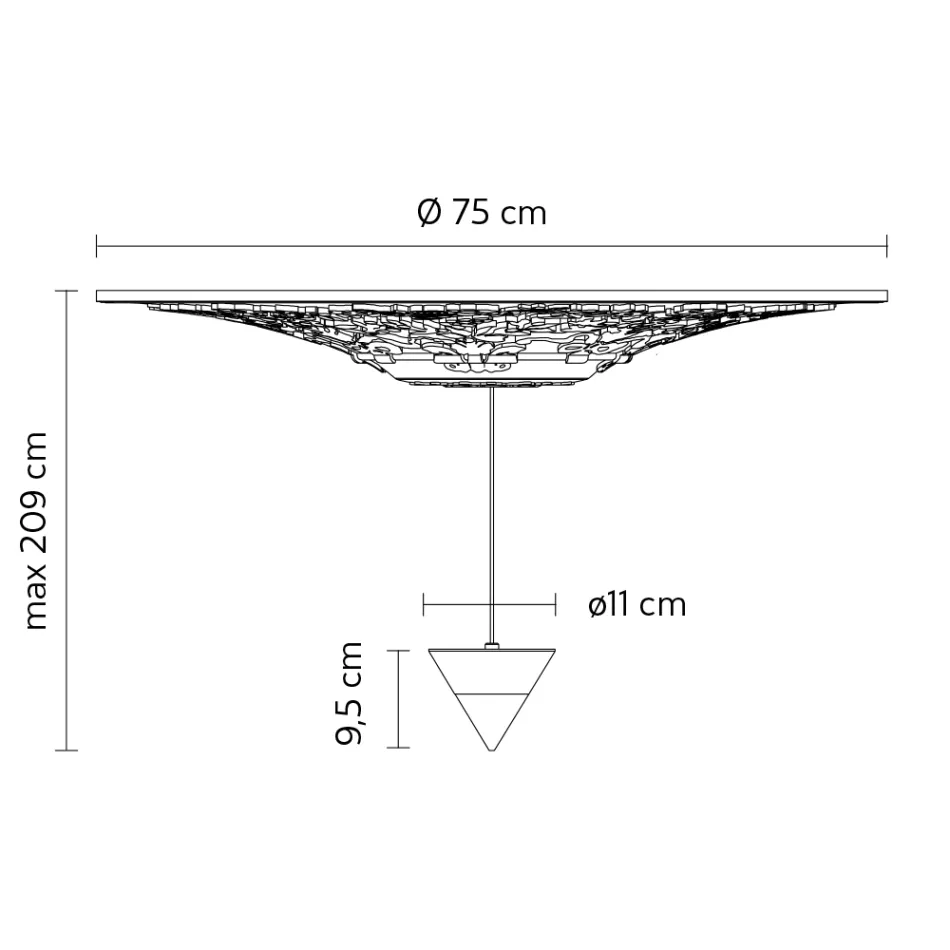 Hanglamp Design Wit Gips en Zwart Aluminium 1 Kegel - Tesera Viadurini