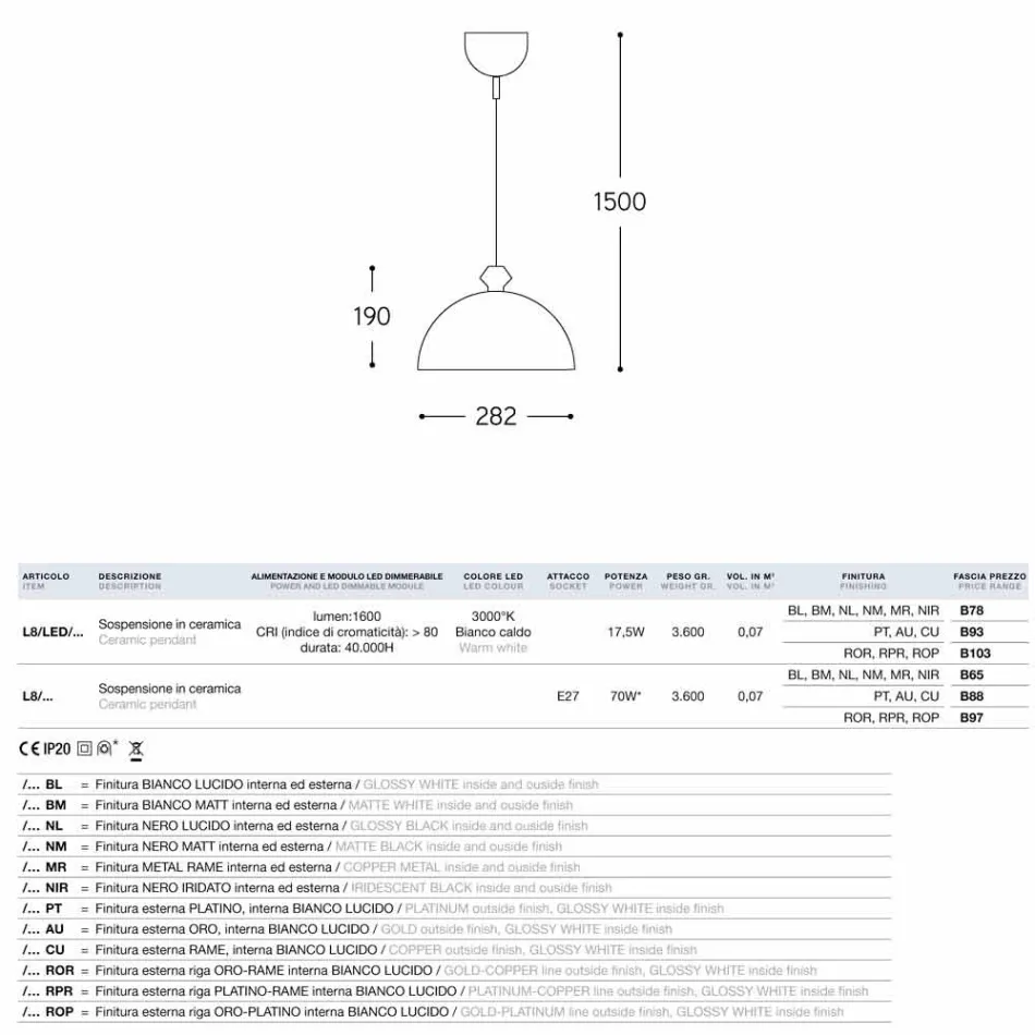 Lamp Ceramic Ontwerp Ik Lustri 8 Viadurini