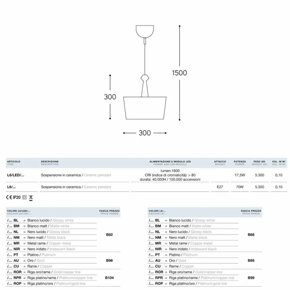 Hanglamp design De keramische Lustri 6 Viadurini