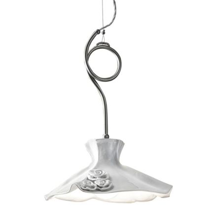 Handgemaakte hanglamp van gepolijst keramiek met rozen en ijzer - Lecco Viadurini