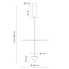 Aluminium hanglamp met witte plaat en zwarte kegel - Padel Viadurini