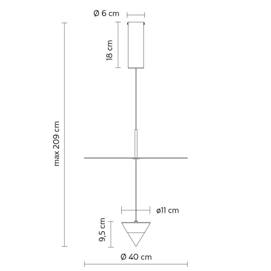 Aluminium hanglamp met witte plaat en zwarte kegel - Padel Viadurini