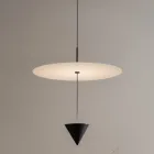 Aluminium hanglamp met witte plaat en zwarte kegel - Padel Viadurini
