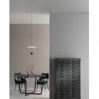 Aluminium hanglamp met witte plaat en zwarte kegel - Padel Viadurini