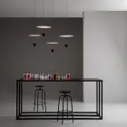 Aluminium hanglamp met witte plaat en zwarte kegel - Padel Viadurini