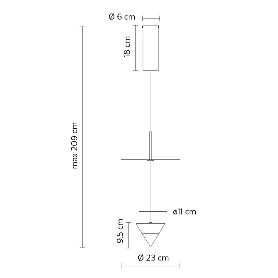 Aluminium hanglamp met witte plaat en zwarte kegel - Padel Viadurini