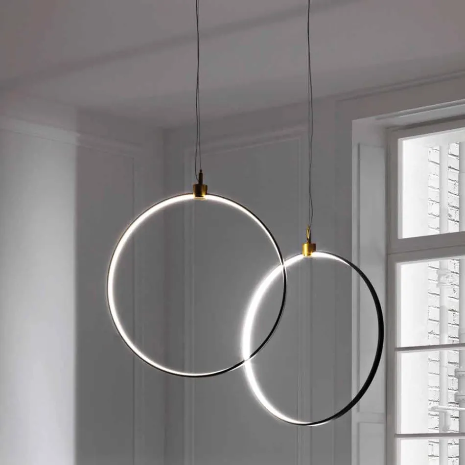Hanglamp in zwart aluminium en natuurlijk messing Made in Italy - Norma Viadurini