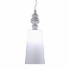Hanglamp in wit keramiek Lampenkap in lang linnen design - Cadabra Viadurini