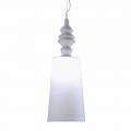 Hanglamp in wit keramiek Lampenkap in lang linnen design - Cadabra
