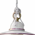 Hanglamp in handbeschilderd keramiek en ijzerdesign - Asti Viadurini