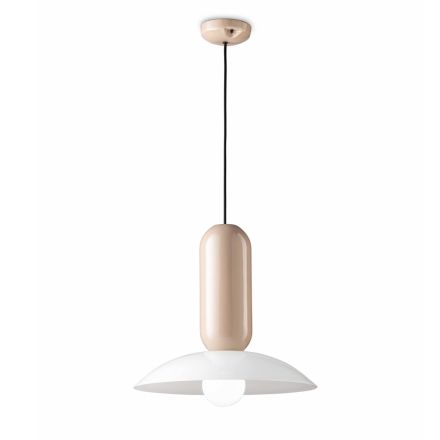 Hanglamp van keramiek en melkwit glas Made in Italy - Pau Viadurini