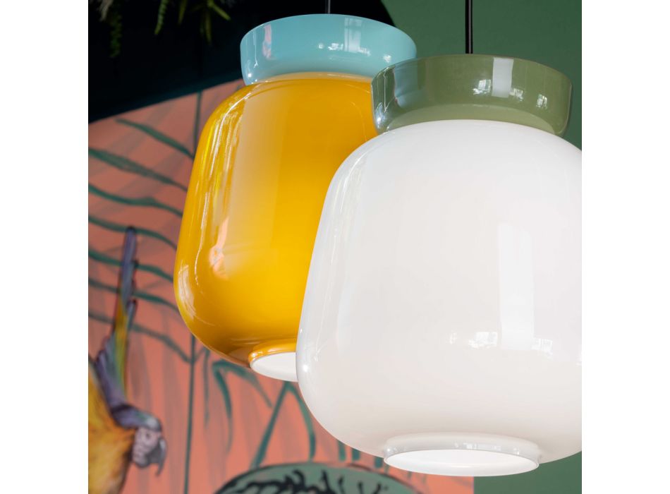 Hanglamp van keramiek en glas, gemaakt in Italië - Corcovado Viadurini