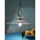 Handgeschilderde keramische hanglamp met borduureffect - Ravenna Viadurini